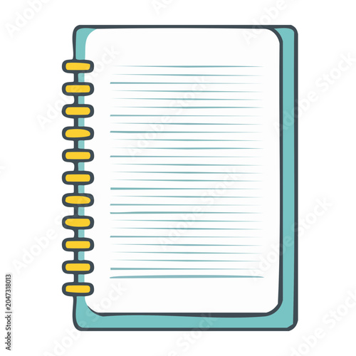 Flat illustration of a spiral notebook with lined paper