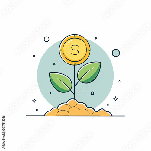Money Plant Growing Coin