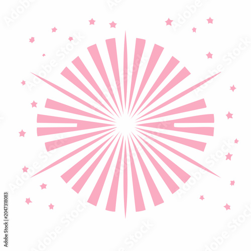 Pink Sunburst with Stars