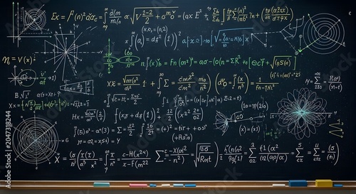 Obraz w ramie Mathematical equations on blackboard