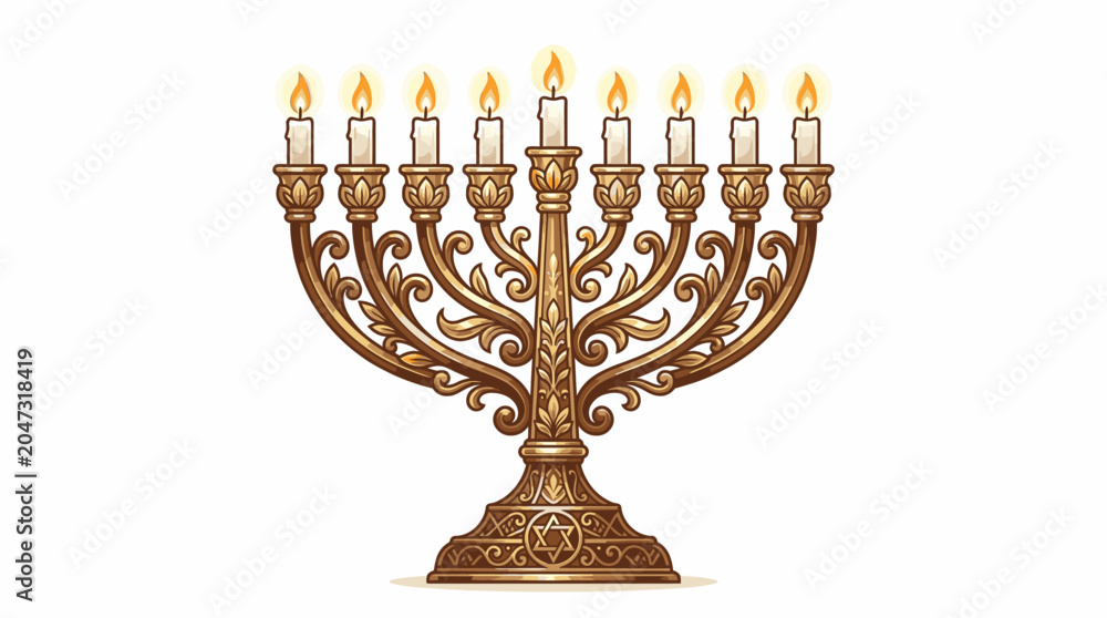 Fototapeta premium Traditional Jewish Menorah Hanukkah Candleholder.