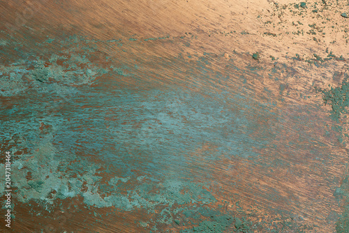 Abstract green patina dust on bronze metal texture background