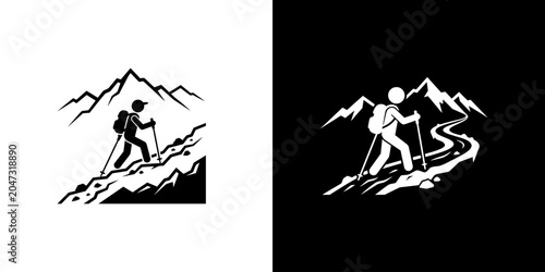 Fotografi Mountain Climbing Icons - Trekking and Hiking Adventure