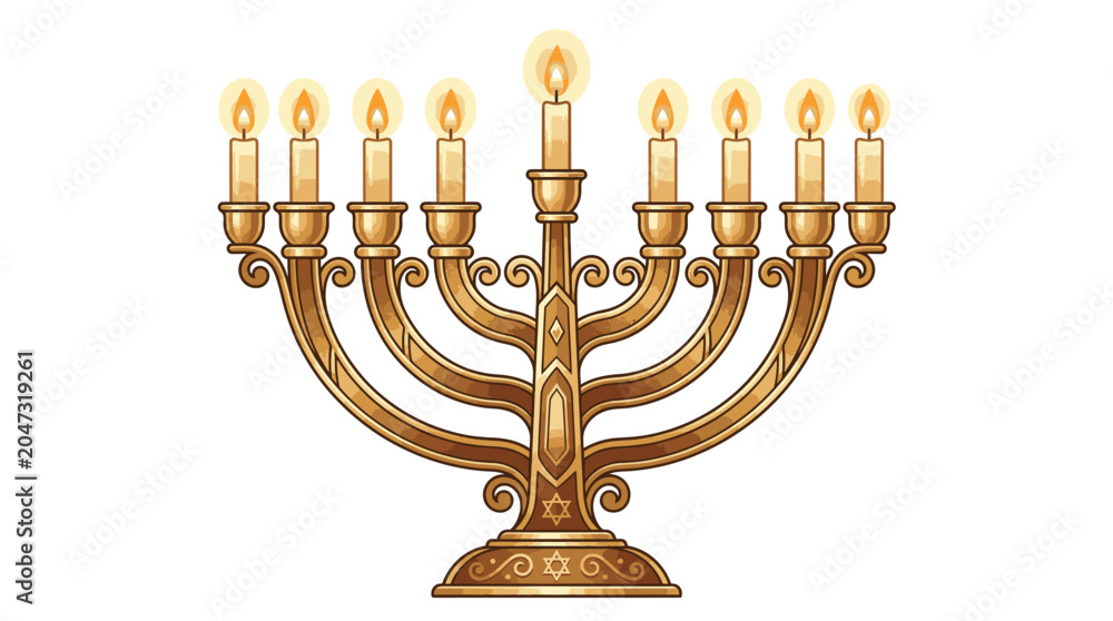 Fototapeta premium Traditional Jewish Menorah Hanukkah Candleholder.