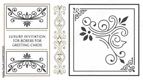 Luxury invitation decorative borders and ornate flourishes collection
