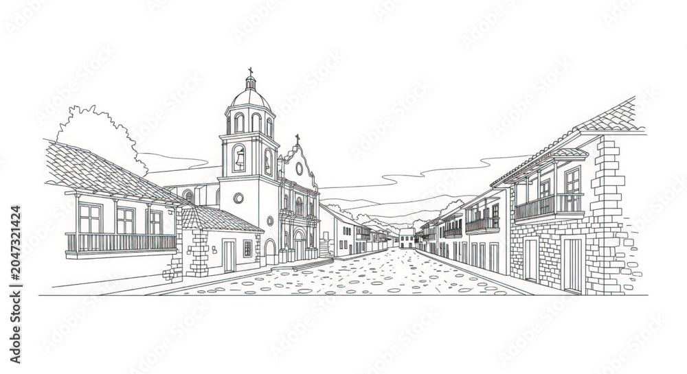 Obraz premium City street with old buildings.
