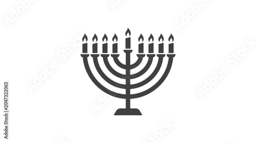 Fotografía Menorah with nine lit candles.