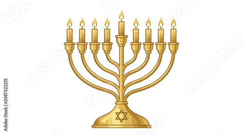 Obraz na płótnie Golden Menorah with Star of David.