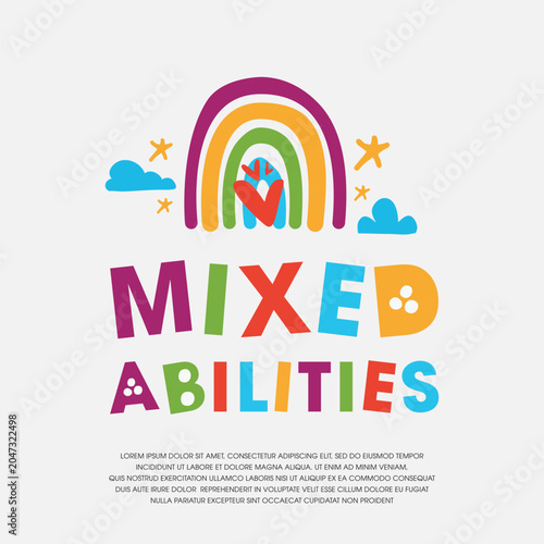 Mixed ability Card and Poster Template design, vector illustration.