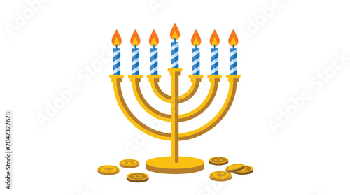 Bilde på lerret Traditional Jewish Menorah Hanukkah Candles 19.