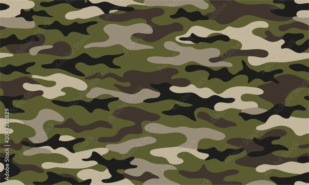 Fototapeta premium Organic layered camouflage seamless military vector wallpaper.