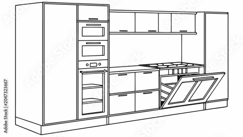 Modern built-in kitchen wall unit with appliances cabinetry appliances