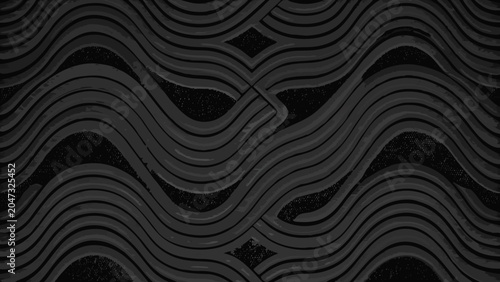 Fotografie Wavy lines and diamond shapes form an abstract monochromatic pattern with a dark
