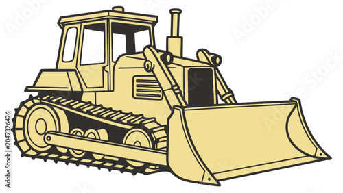 Industrial bulldozer construction vehicle vector illustration with bulldozer