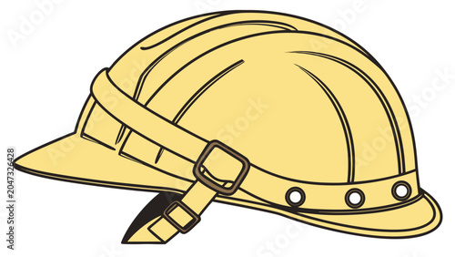 Yellow safety construction hard hat graphic with construction, industrial