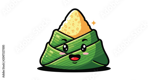 Foto Cartoon Kiba Dango Japanese dessert character.