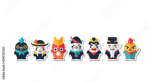 Tableau sur toile Colorful cartoon animal figurines line up.
