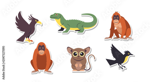 Canvas Print Collection of Various Cartoon Animals.