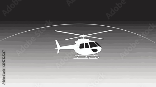 Helicopter Aviation Icon: A minimalist white silhouette of a helicopter, often used as an icon or graphic element, against a subtle gradient background, symbolizing flight and transportation.