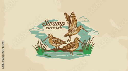 Tableau sur toile Swamp bound vintage print design for t shirt