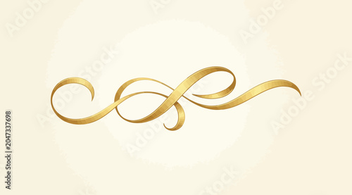 Elegant gold flourish calligraphic ornament, vintage decorative swirl divider