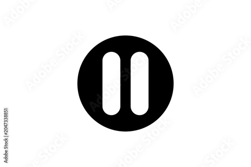 Minimal Black Pause Icon in Circle Media Control Button Flat UI and Playback Symbol