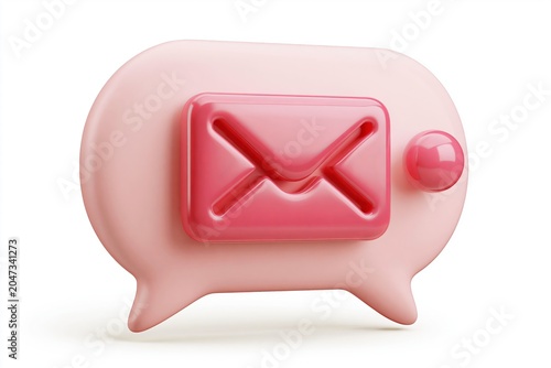 Send mail. Contacts 3d icon with blue message, interface design. Dialog, email chat speech bubble. Business icon. Talk bubble speech icon. Website symbol illustration. Sms chat. Letter 3D symbol