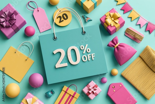 20% OFF Sale tag. 20% Discount Offer.
Discount Promotion. Big sale collection for
banners, labels, posters. Discount offer
price. Vector illustration. Special offer 20%
off label or price tag.