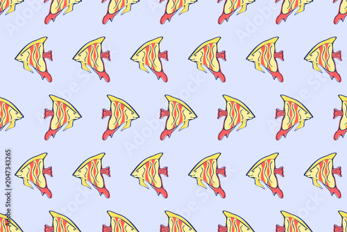 Foto Tropical angelfish seamless pattern