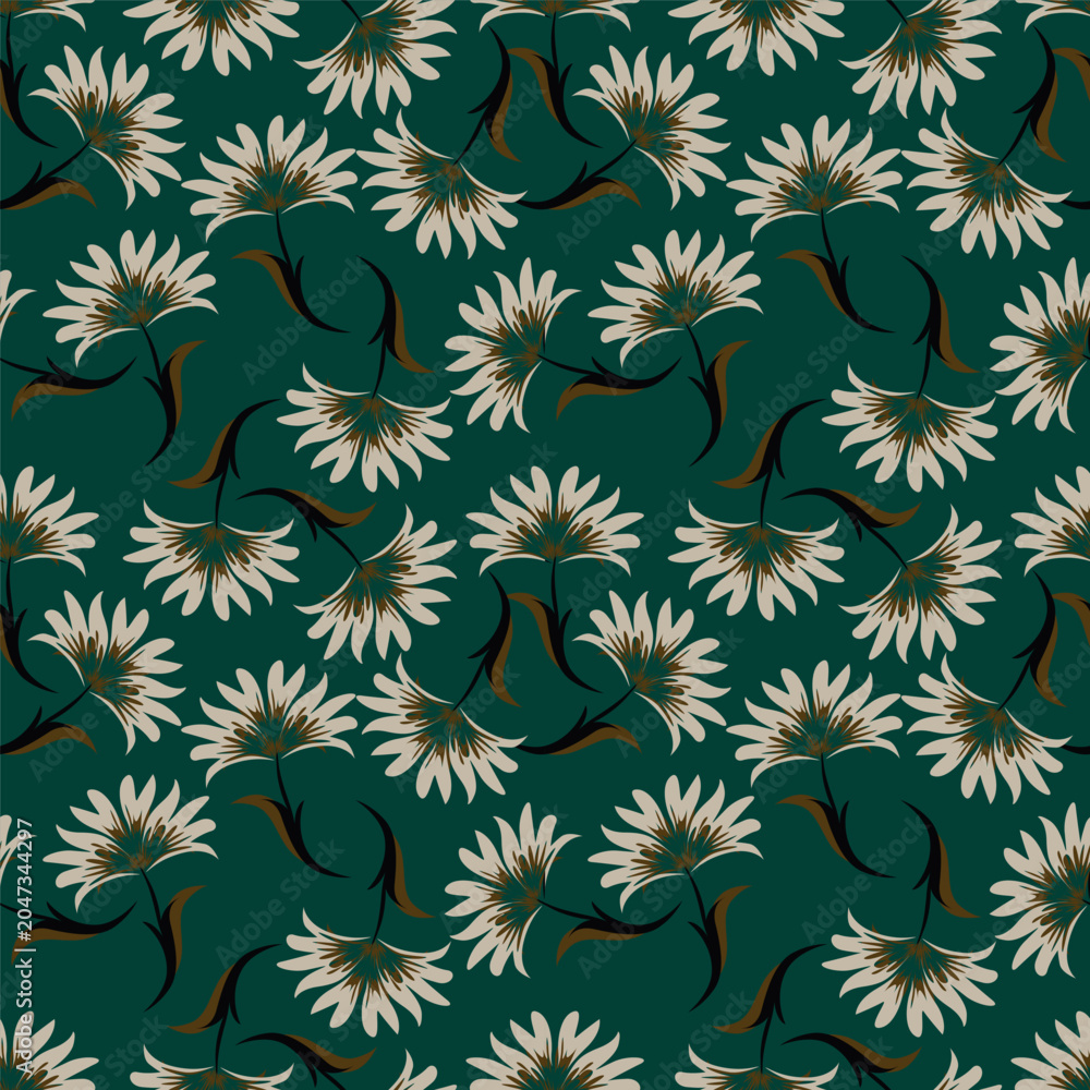 Fototapeta premium beautiful digital flower allover seamless design vector pattern ethnic