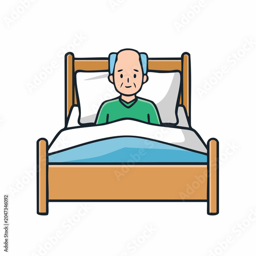 Elderly Man Lying in Bed