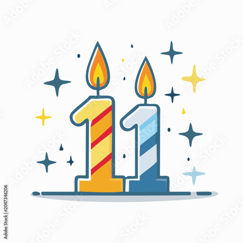 Number 11 Birthday Candles with Stars