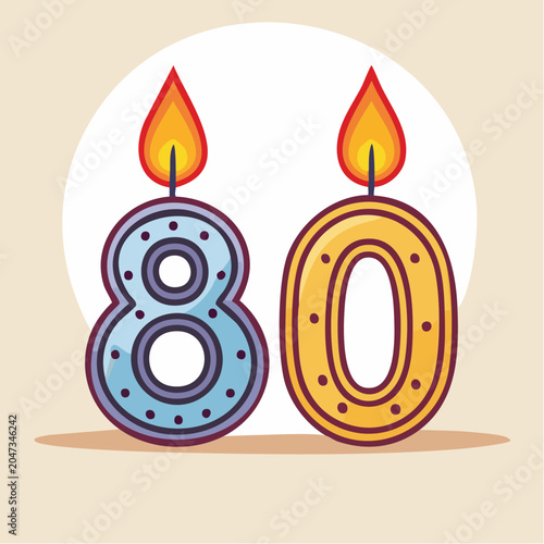 Number 80 Birthday Candles