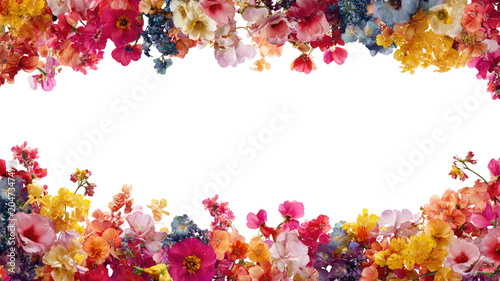 Colorful confetti border frame illustration featuring a vibrant floral pattern and festive summer decoration for a celebratory holiday card design
