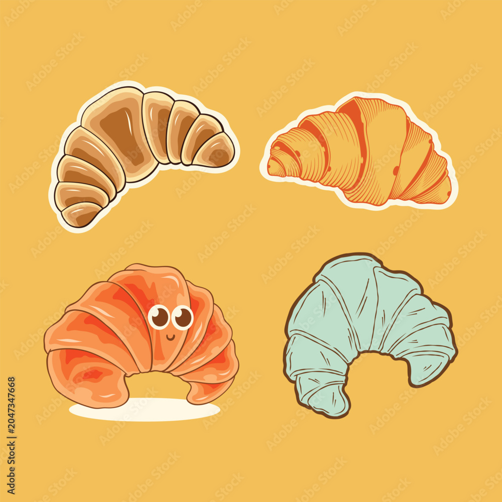 Fototapeta premium Croissant pastry design collectibles bundle