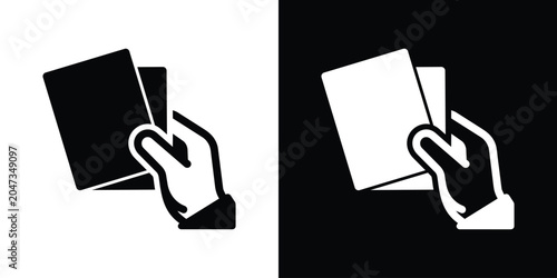 Tableau sur toile Hand holding penalty cards vector icon