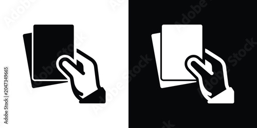 Obraz na płótnie Hand holding penalty cards vector icon