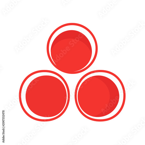 Abstract geometric icon of three red circles on white background