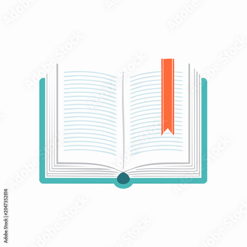 Open Book with Orange Bookmark