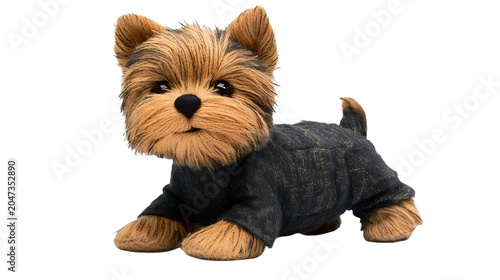 Mini Yorkie Plush with Stitch Detail
