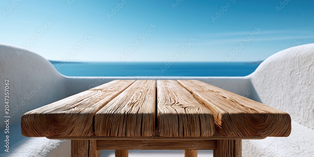 Fototapeta premium Coastal elegance with rustic wood and breathtaking views