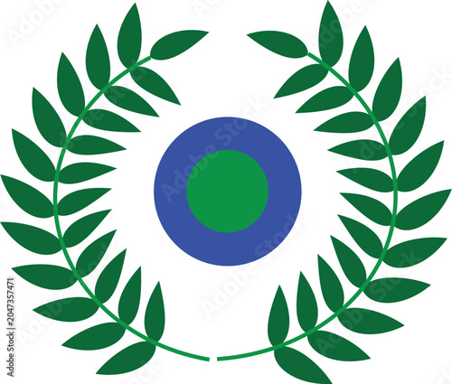 Laurel Wreath Emblem with Concentric Circles A Symbol of Achievement and Unity