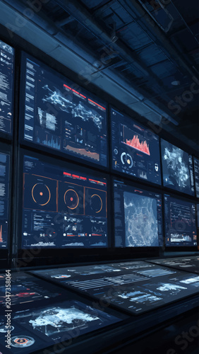 Multiple screens displaying data information.