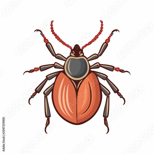 Stylized Illustration of a Red Beetle
