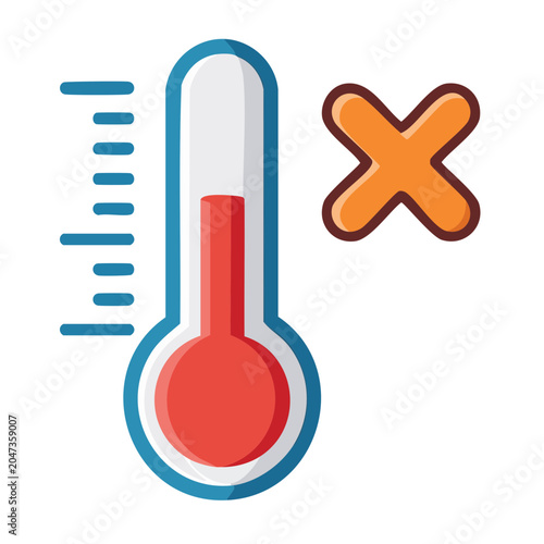 Thermometer with a cross mark icon