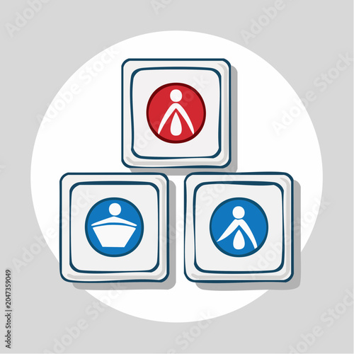 Three Icons Representing People in Different Colors
