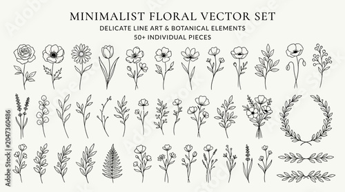 Minimalist Floral Vector Set Illustrations.