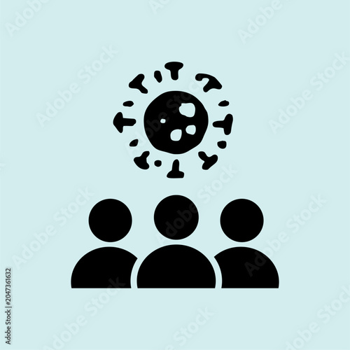 Foto One infected person transferring virus cells to multiple people in a community