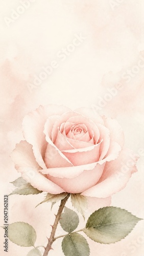 Soft Pink Rose Bloom Against a Gentle Pastel Background for Romantic Decor