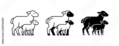Quadro em tela Sheep Icons, Lamb Graphics, Farm Animal Silhouettes, Livestock Vector Set